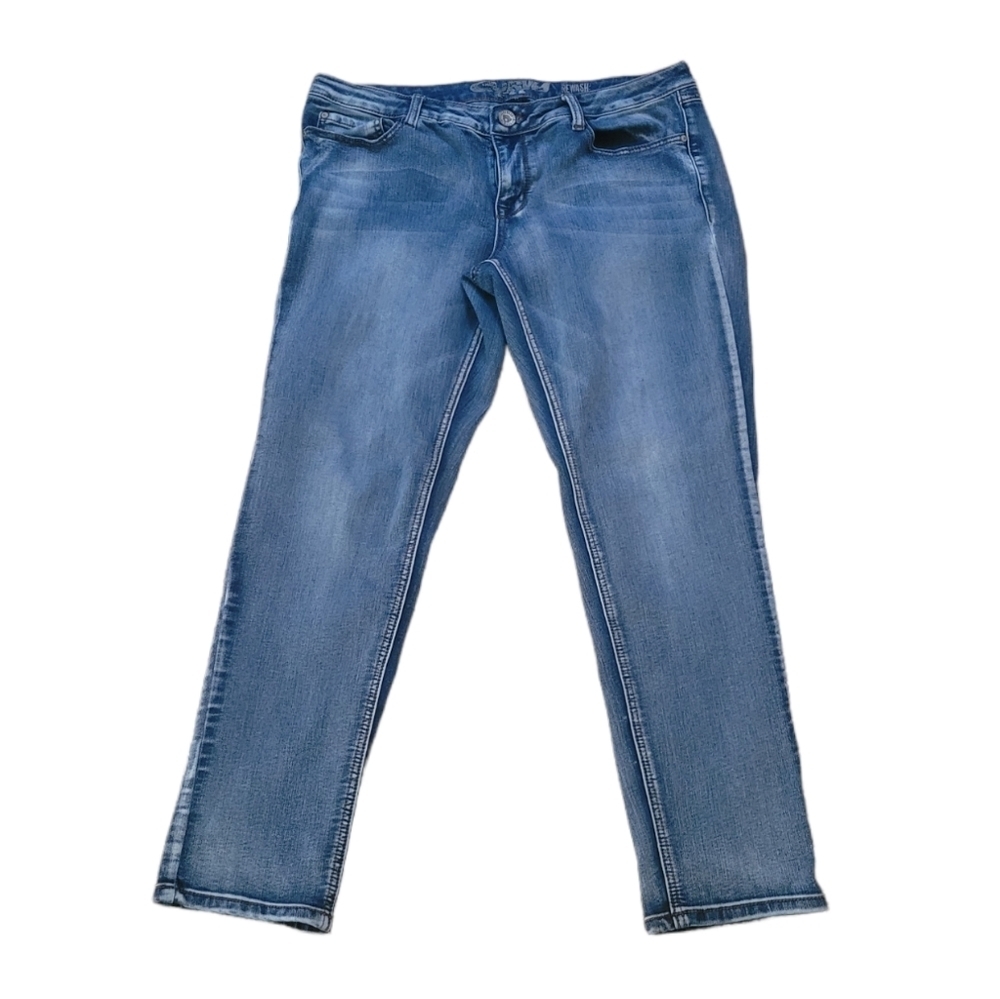 REWASH - Distressed Mid Rise Straight Leg Jeans